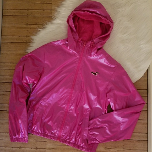 shiny pink raincoat